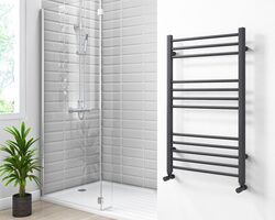 Bild von Sahara Anthracite Heated Towel Rail – 1000 x 600mm