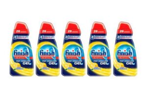 Bild von Five-Pack of Finish All-in-One Max Dishwasher Degreaser Fast Dissolving Gel Lemon 700ml