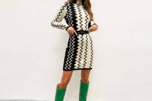 Bild von Never Fully Dressed Mono Zig Zag Ribbed Dress