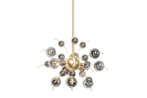 Bild von QAZQA Design hanging lamp brass with smoke glass 4-light – Explode