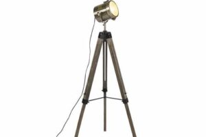 Bild von QAZQA Industrial floor lamp tripod wood with studio spot – Braha