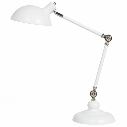 Bild von Beliani Desk Lamp White Metal 80H cm Adjustable Arm Table Lamp Material:Metal Size:19x80x19