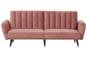 Produktbild von Beliani Sofa Bed Pink Sleeper Convertible Velvet Upholstery Elegant Glam Modern Living Room Bedroom Material:Velvet Size:80x90x212