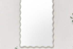 Bild von Taupe Grey Wave Framed Wall Mirror 90cm x 60cm Material: Mirrors