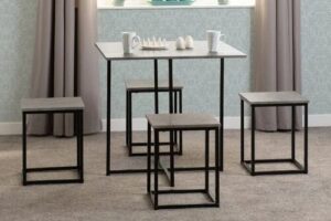 Bild von Seconique Kent Stowaway Stone Effect and Black Dining Table and 4 Stools