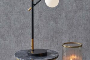 Bild von Pacific Lifestyle – Wanda White Orb and Black Metal Table Lamp