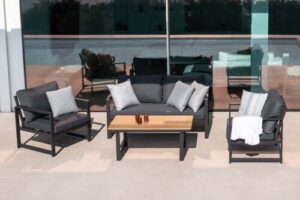 Bild von Harbour Lifestyle Cordoba 2 Seat Sofa Set with Teak Table in Grey