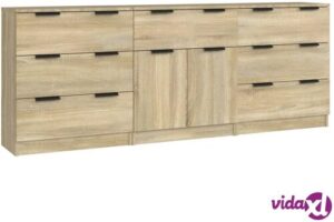 Bild von vidaXL 3 Piece Sideboards Sonoma Oak Engineered Wood