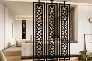 Bild von Metal Room Divider No18 – Double Framed 460mm – Bespoke Height Pearl Gold