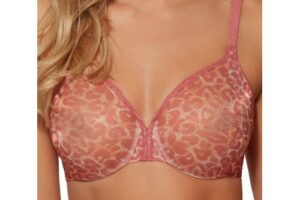 Bild von Gossard Womens Glossies Sheer Plunge Bra – Animal Print – Pink Elastane – Size 30b