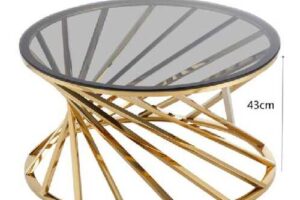 Bild von Sleep Softly Ltd t/a UKFurniture4U Contemporary Spiral Metal Coffee Table With Tinted Glass Top – Gold Or Silver Finish, Modern Living Room Centrepiece   Wowcher