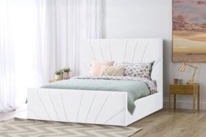 Bild von Canora Grey Burgoyne Upholstered Storage Bed White UK King (150 x 200 cm)